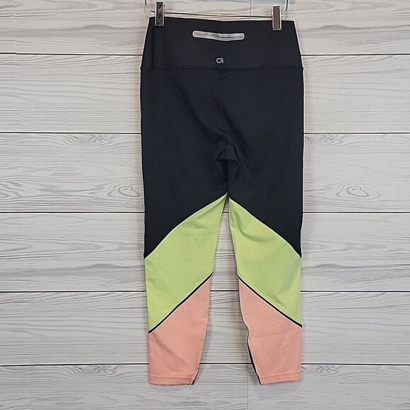 Gap Fit Sculpt Revolution leggings - black with neon stripes Women's Size M - Picture 6 of 11